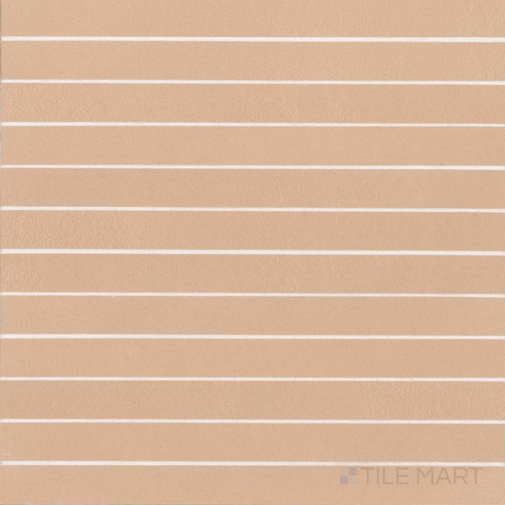 Overview of Sahara Rose 1x12 matte porcelain mosaic, combining narrow tile pieces with warm, blush tones and a matte stone look.