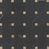 Jumbo Basketweave Sahara Noir W/ Beige Dot Honed Marble Mosaic