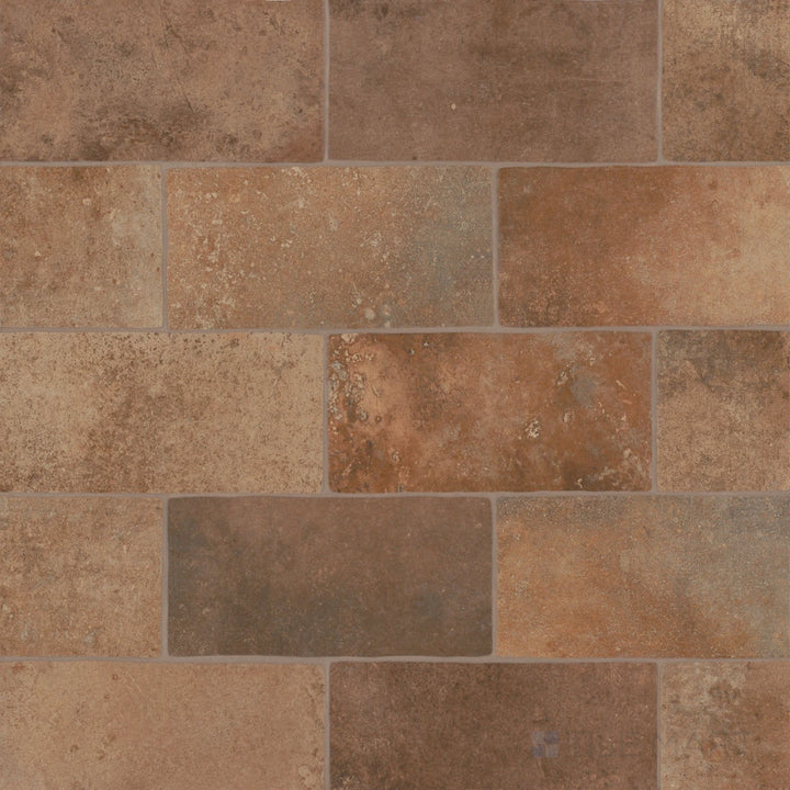 Montana Bitterroot 5x10 matte porcelain tile showcasing warm earthy color and subtle texture
