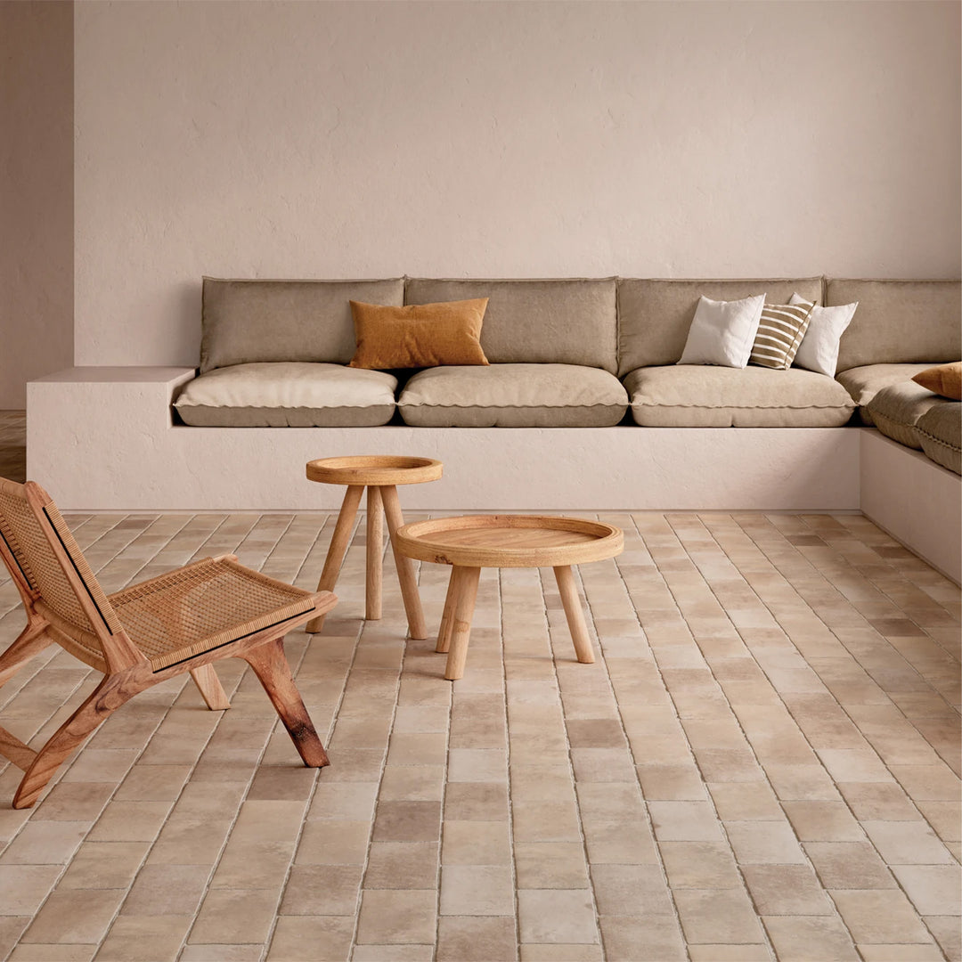 Montana Flathead 5x10 matte porcelain tile showcased in a refined interior with gentle tonal movement