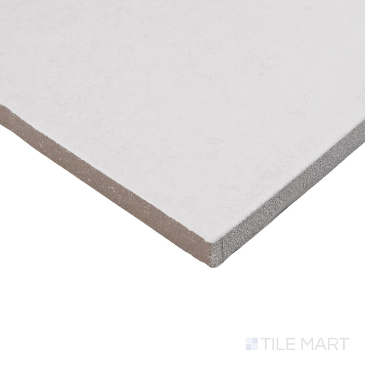 Montana Glacier 5x10 matte porcelain tile in corner view showcasing cool undertones and subtle texture