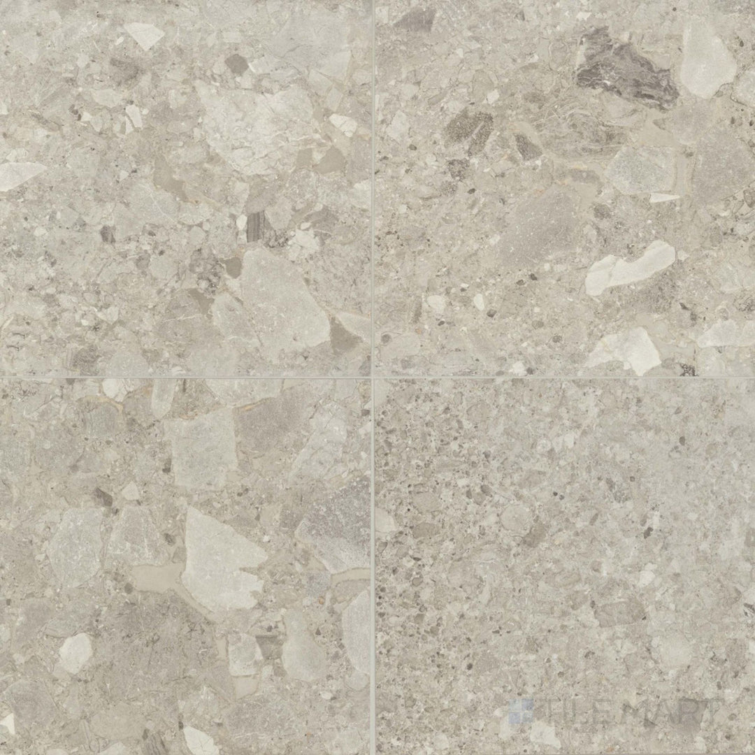 Frammenta Beige 24x24 matte porcelain tile featuring warm undertones and subtle aggregate detail