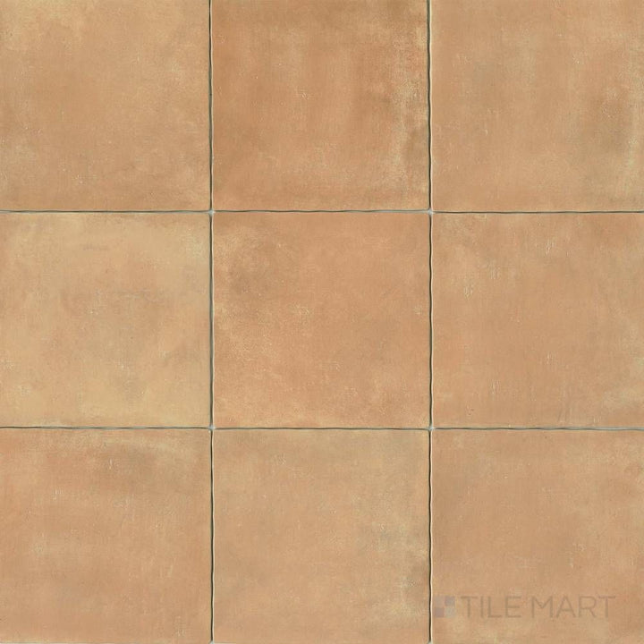 Overview of Cotto Nature Cerdena 14x14 gloss porcelain tile, offering a rich, glossy finish over classic clay tones.