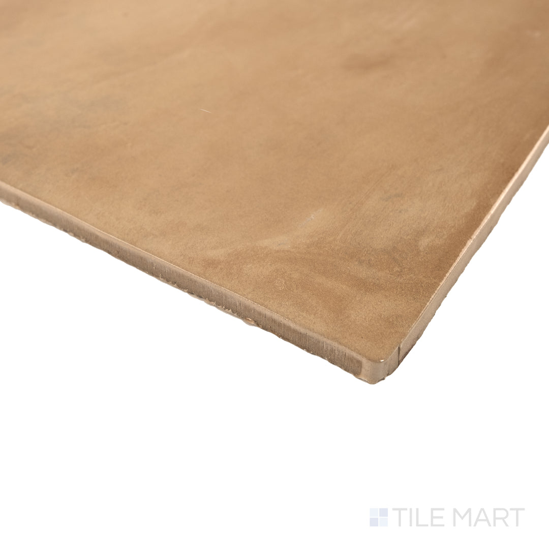 Corner close-up of Cotto Nature Cerdena 14x14 gloss porcelain tile showing reflective sheen and smooth surface detail.