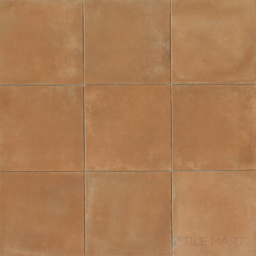 Full layout of Cotto Nature Siena 14x14 gloss porcelain tile, featuring a vibrant glazed look with rustic orange-brown hues.