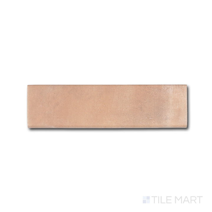Full-piece view of Cotto Nature Cerdena 4x14 matte porcelain bullnose highlighting smooth rounded edge