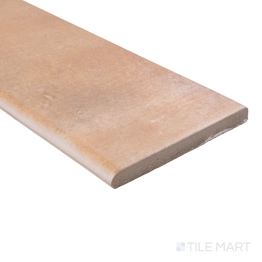 Cotto Nature Cerdena 4x14 matte porcelain bullnose in corner view with smooth curved profile