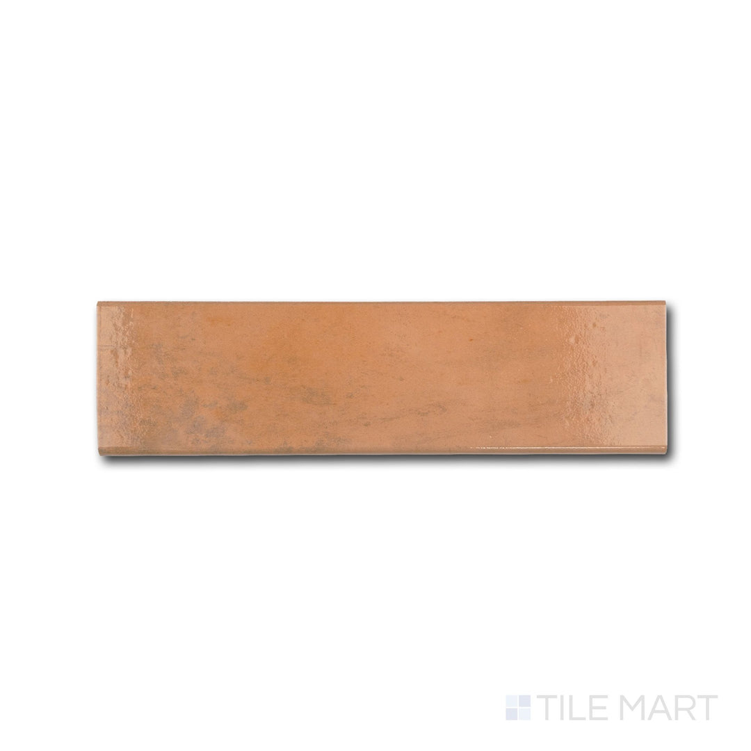 Detail of Cotto Nature Siena 4x14 gloss porcelain bullnose with smooth finish and refined trim profile