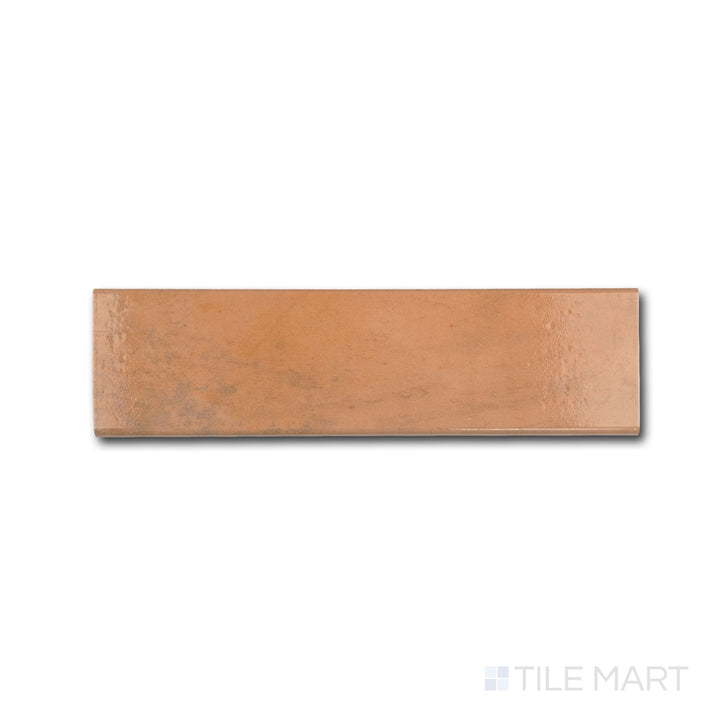 Detail of Cotto Nature Siena 4x14 gloss porcelain bullnose with smooth finish and refined trim profile