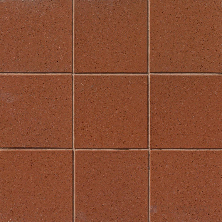 Metropolitan Mayflower Red 6x6 honed quarry tile shown in overview, with a classic red clay color and smooth finish ideal for heavy-duty flooring.