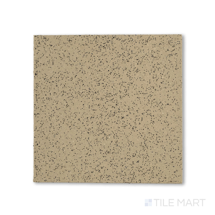 Flat-lay image of Metropolitan Buckskin 6x6 XA abrasive honed quarry tile, featuring a textured tan surface optimized for heavy-duty, non-slip environments.