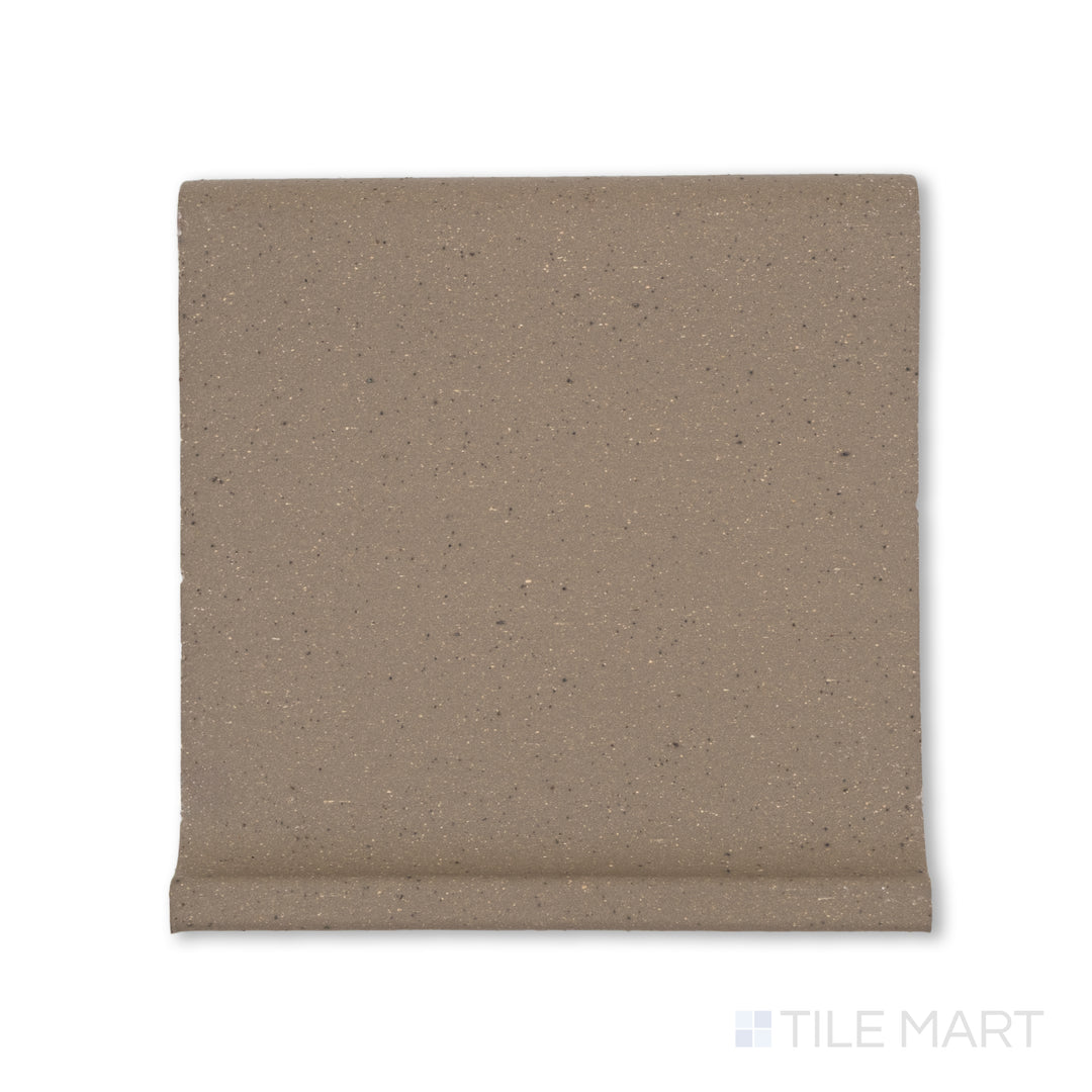 Overhead image of Metropolitan Puritan Gray 6x6 honed quarry cove base, designed with a rounded edge to connect floor and wall in institutional spaces.