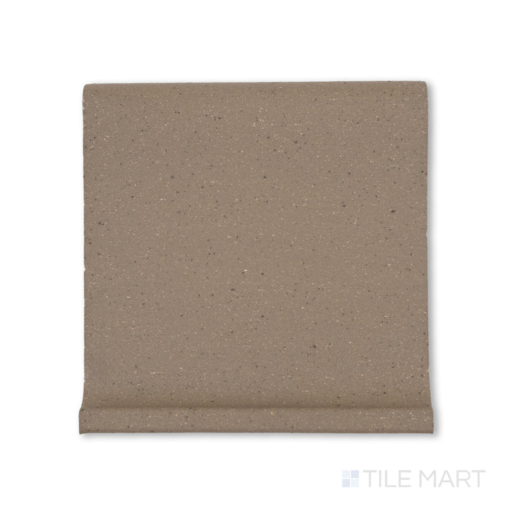Overhead image of Metropolitan Puritan Gray 6x6 honed quarry cove base, designed with a rounded edge to connect floor and wall in institutional spaces.