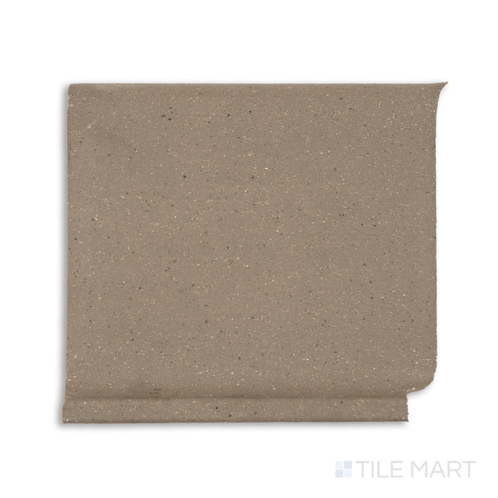 Overhead image of Metropolitan Puritan Gray 6x6 honed quarry cove base inside corner, showing a compact gray tile piece tailored for inner corner floor transitions.