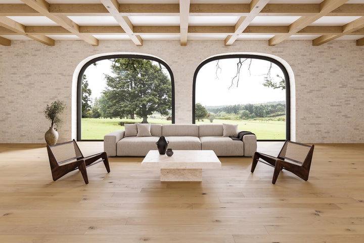 Bordeaux Chambord Engineered Hardwood shown in a sophisticated interior, highlighting natural oak tones and timeless grain.