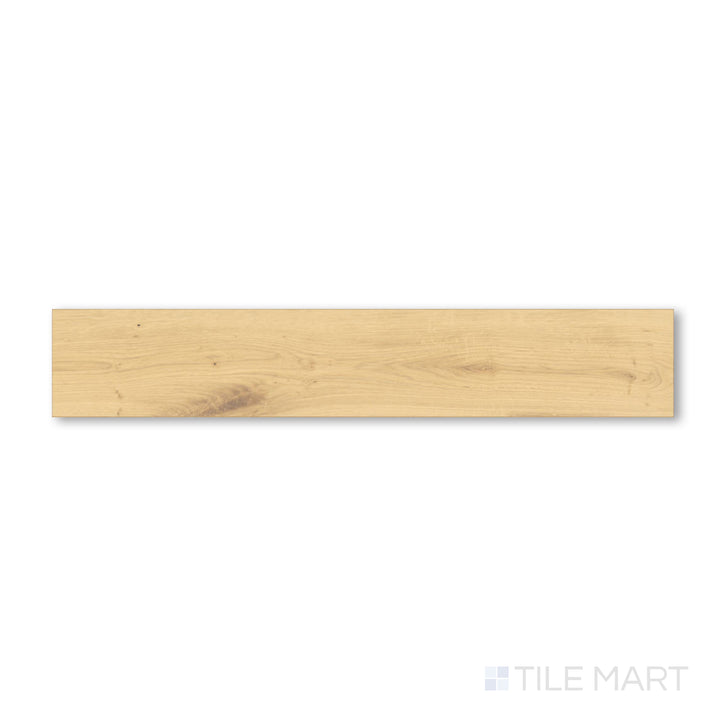 Flat-lay photo of Bordeaux Naturale 7.5x75 engineered hardwood plank, featuring a light honey-toned wood with soft texture and smooth finish.