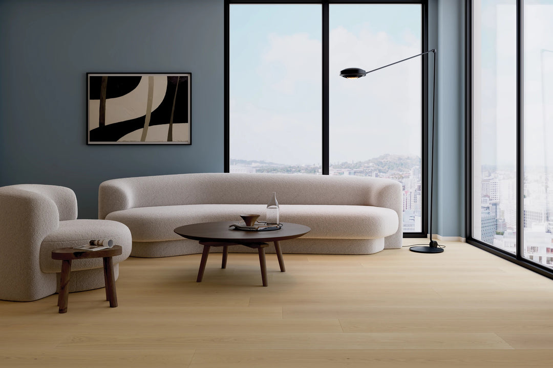 Maison Un Engineered Hardwood featured in a refined space, highlighting natural grain and contemporary warmth.