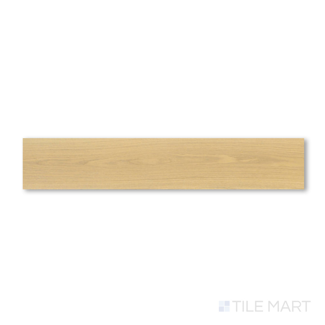 Top-down view of Maison Un 9.5x87 engineered hardwood, presenting a cool-toned gray-brown plank with lightly weathered wood grain detail.