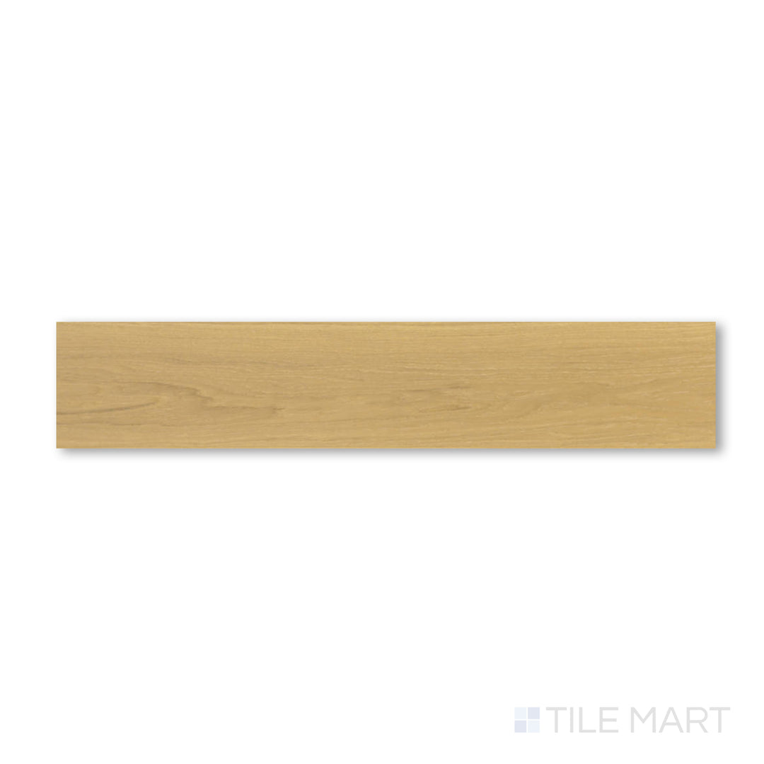 Overhead image of Maison Deux 9.5x87 engineered hardwood plank, offering a balanced mid-tone brown wood finish with realistic graining and a soft matte sheen.