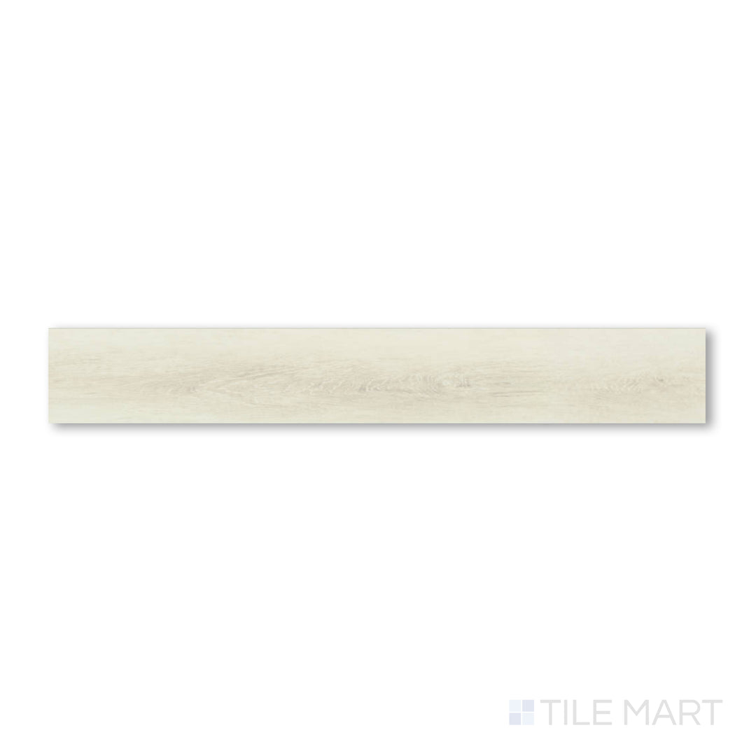 Top-down view of Shorewood Fog 9x60 luxury vinyl plank in a muted gray shade with faint wood grain patterns and a matte surface.