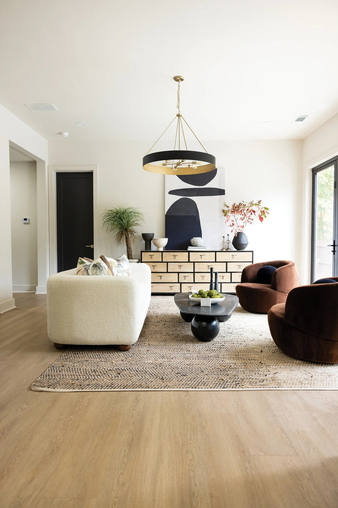 Shorewood Oak 9x60 luxury vinyl plank with soft oak tones shown in a contemporary flooring application.