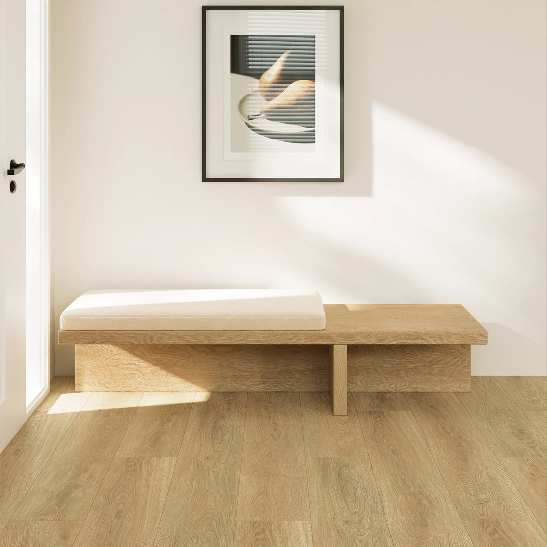 Styled with natural tones, Shorewood Oak 9x60 luxury vinyl plank mimics the look of oak in a durable finish.