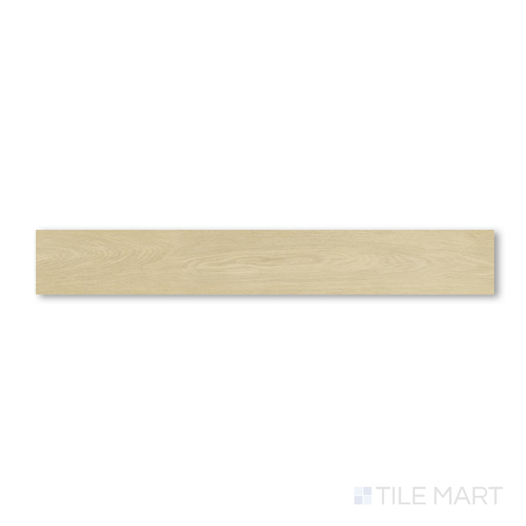 Flat-lay view of Shorewood Sand 9x60 luxury vinyl plank with a light sandy tan base and gentle grain visuals, ideal for a beach-inspired interior.