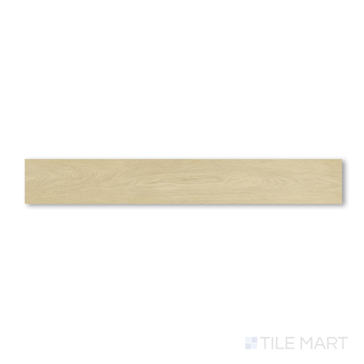 Flat-lay view of Shorewood Sand 9x60 luxury vinyl plank with a light sandy tan base and gentle grain visuals, ideal for a beach-inspired interior.