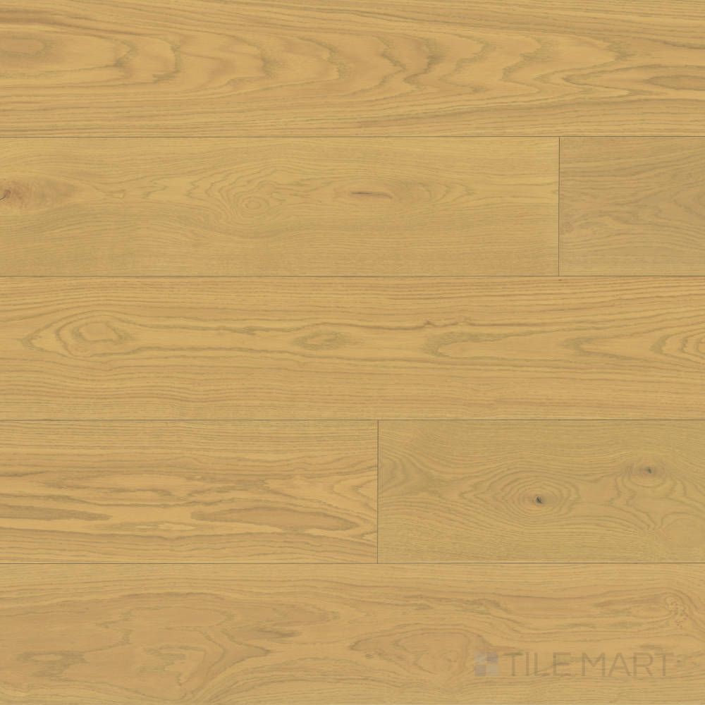 Full layout of Laguna Sand 9.5x87 engineered hardwood, presenting a light, neutral color with a subtle, smooth grain pattern.