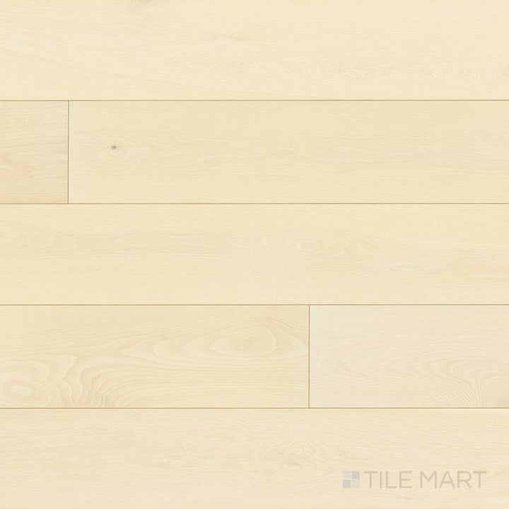 Laguna Shell 9.5x87 engineered hardwood flooring displayed in overview, offering a pale, coastal-inspired tone with refined texture.