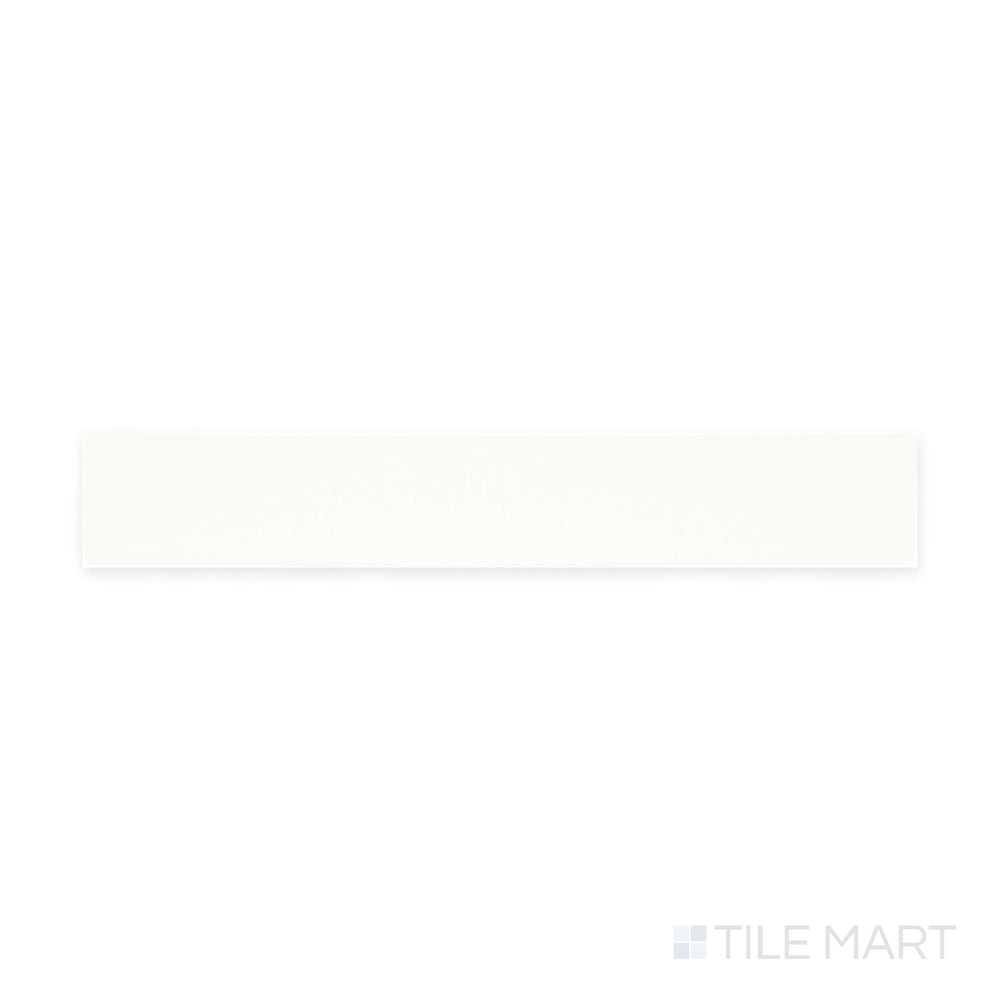 A top-down view of the Farrier Cremello 2.5x15 satin glazed ceramic tile showcases a warm, creamy beige tone with a soft satin finish, adding a subtle elegance to walls and backsplashes.