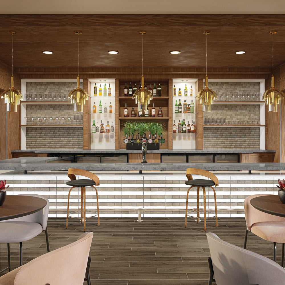 Neutral and versatile, this satin-glazed surface in a soft earthy tone blends effortlessly into any setting.