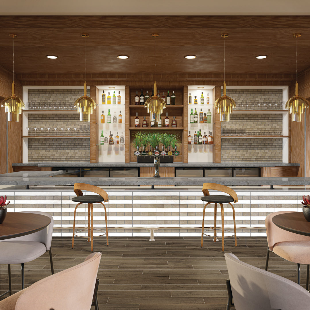 Neutral and versatile, this satin-glazed surface in a soft earthy tone blends effortlessly into any setting.