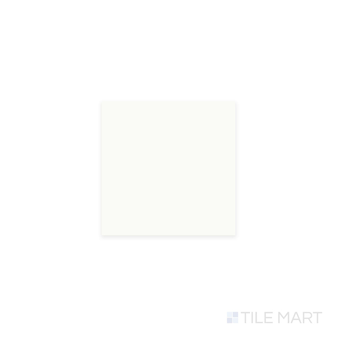 Diagonal view of Farrier Cremello 5x5 satin glazed ceramic tile, showcasing soft creamy beige hues, a delicate satin finish, and a classic square format.  