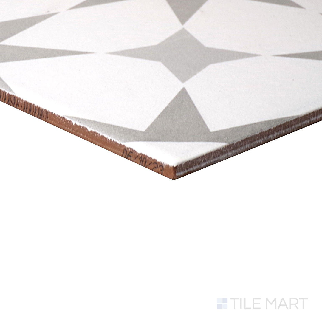 Side perspective of Memoir Cosmo Grey 12X12 Matte Glazed Ceramic Tile, capturing its modern grey shade with a soft matte glaze.