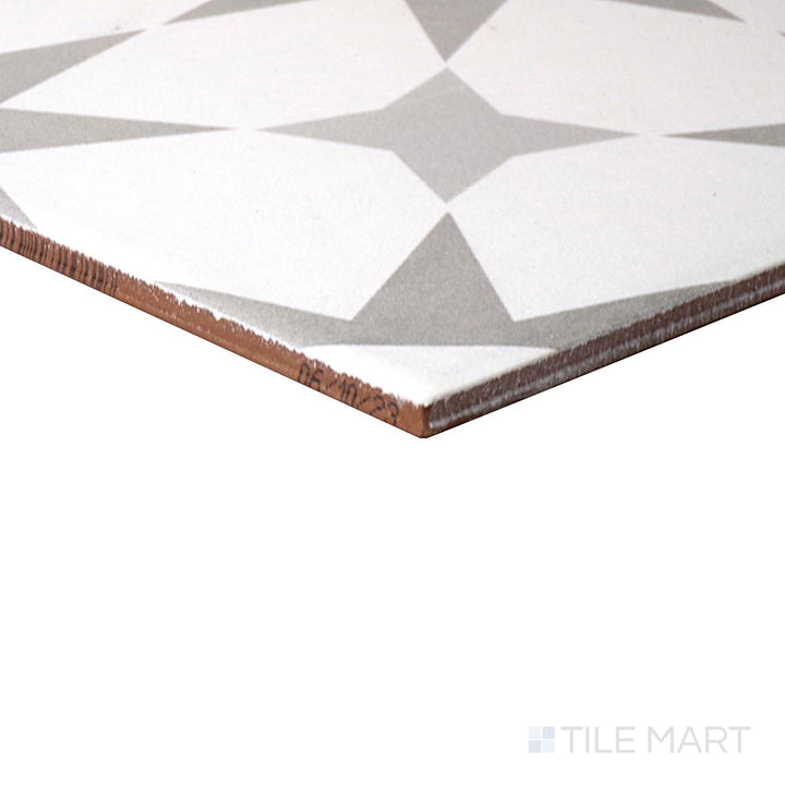 Side perspective of Memoir Cosmo Grey 12X12 Matte Glazed Ceramic Tile, capturing its modern grey shade with a soft matte glaze.