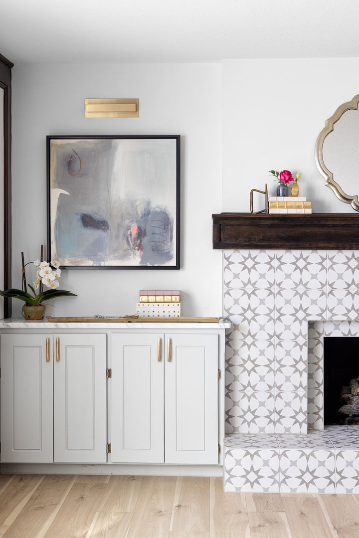 Memoir Cosmo Grey 12x12 matte glazed ceramic tile displayed in a modern setting, highlighting its soft grey hue and minimalist matte surface.