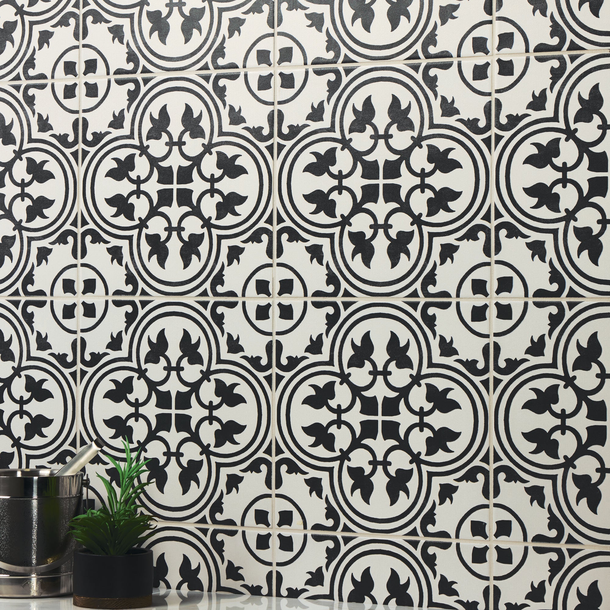 Memoir Petal Black 12X12 Matte Glazed Ceramic | Tilemart