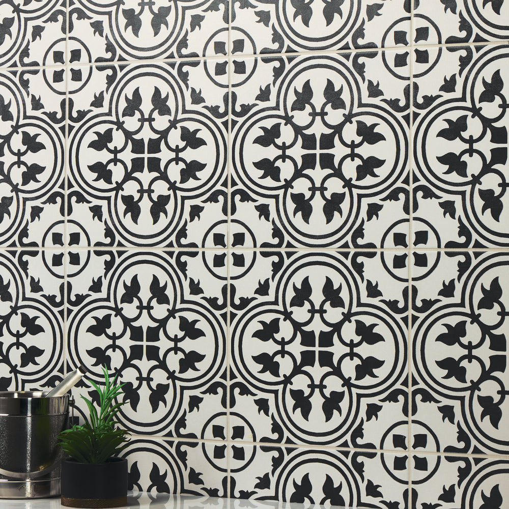 A deep black surface with a matte glaze delivers a bold and sleek design with timeless appeal.