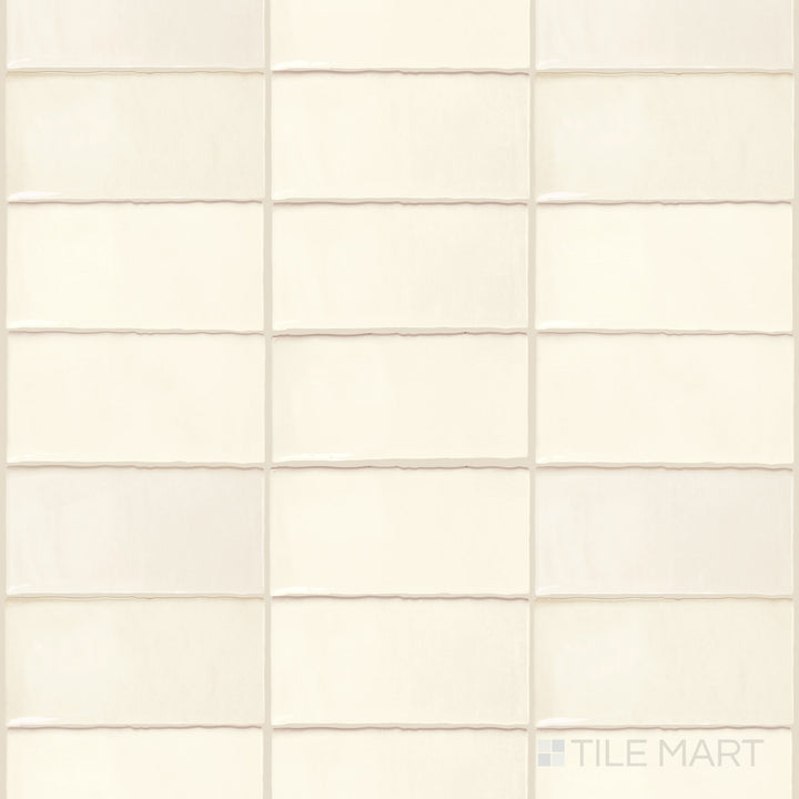 An overview of Mesmerist Spirit 3x6 glossy glazed ceramic tiles, displaying their compact format and smooth reflective surface.