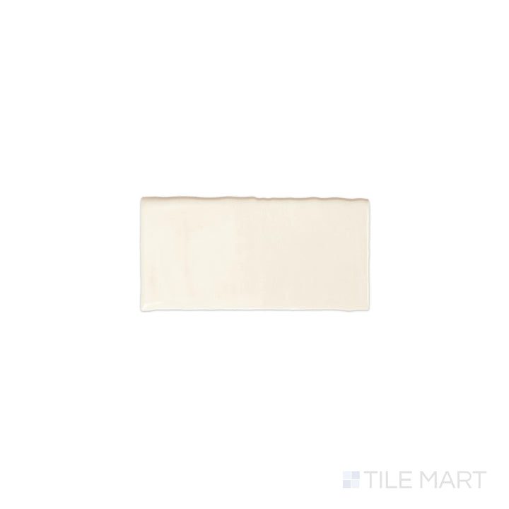 Viewed from the top, the Mesmerist Spirit 3x6 glossy glazed ceramic tile presents a sleek, high-shine surface, making it a perfect choice for contemporary walls and backsplashes.