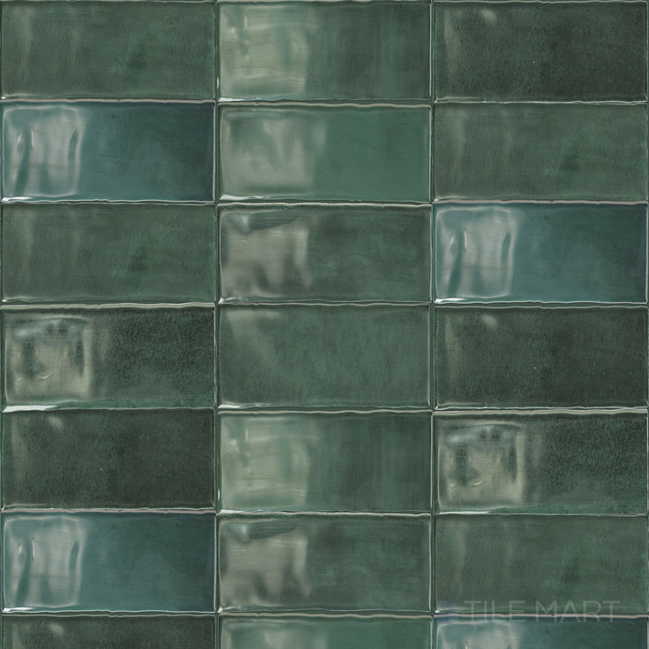 Captured from above, the Mesmerist Allure 3x6 glossy glazed ceramic tile showcases its high-gloss finish and smooth texture, perfect for enhancing contemporary interiors.