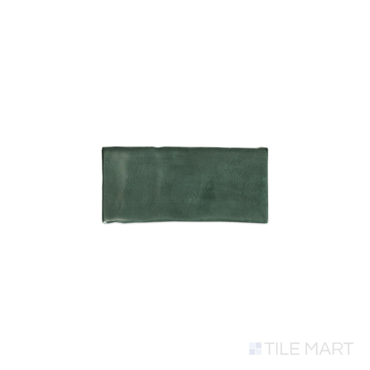 Photographed from above, the Mesmerist Allure 3x6 glossy glazed ceramic tile is shown as an individual piece with a clean rectangular form