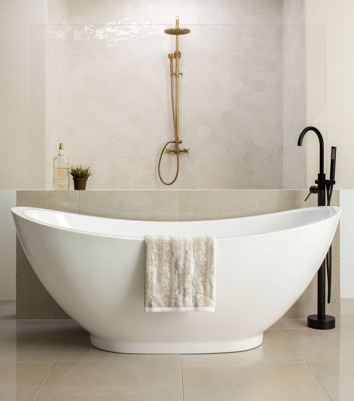 A hexagonal design with a glossy glaze offers a stylish geometric touch with a modern twist.