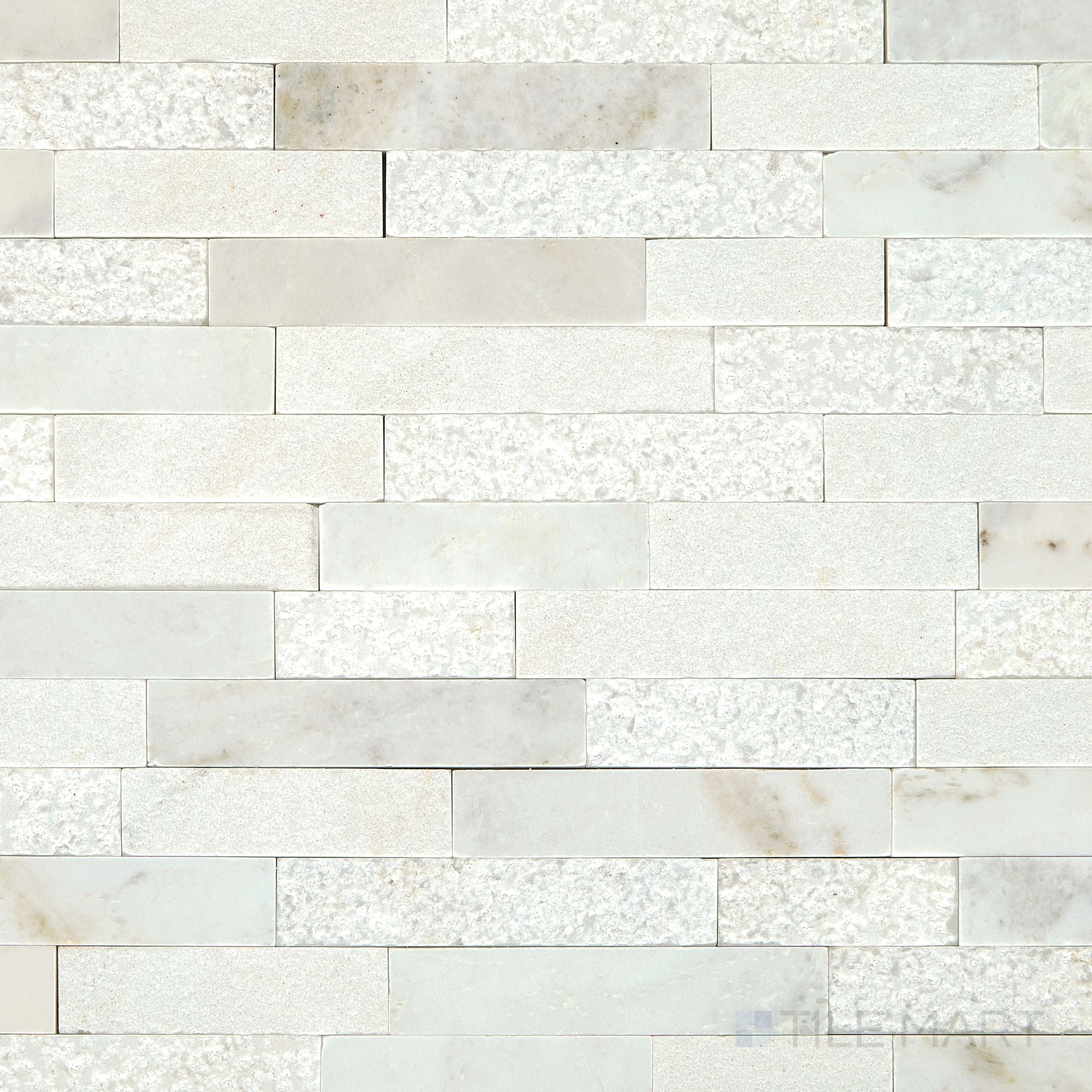 Minute Mosaix Daphne White Random Linear Marble, Limestone Mosaic