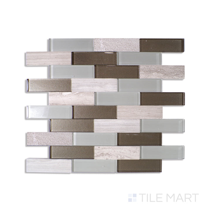 Simplystick Mosaix 1.25X4 Natural Stone Mosaic 12X12 Chenille White And Glass Blend