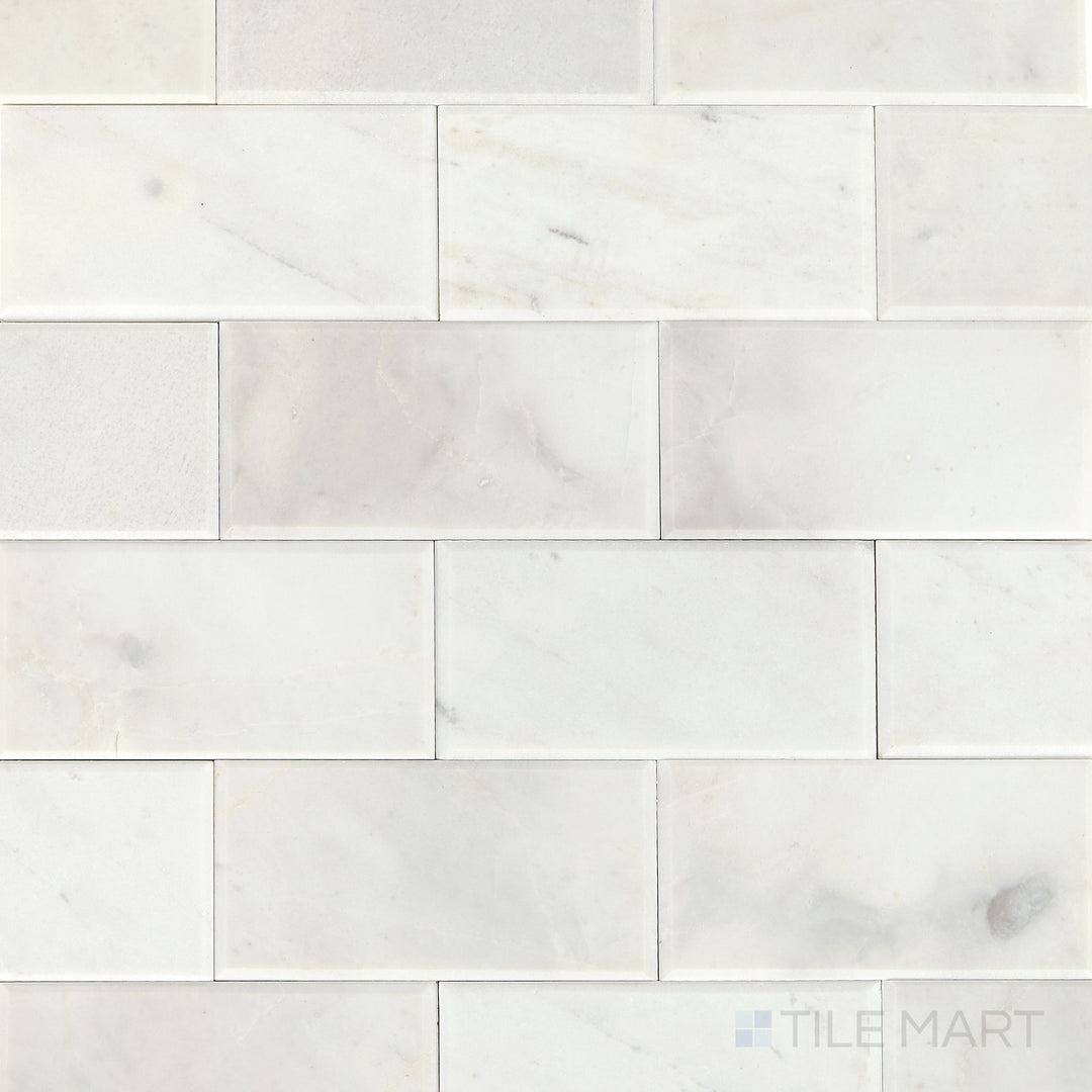 Flat-lay view of the Simplystick Mosaix Stormy Mist Honed marble and limestone mosaic, highlighting its soft honed finish and gentle misty color variations.