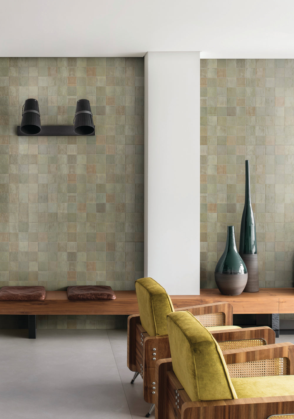 A deep green hue with a glossy finish enhances the natural richness and artisanal character in this Zellige Neo Salvia 4x4 glazed ceramic tile.