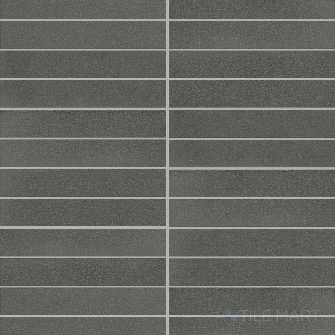 Flat-lay view of Inyo Olive Rectangle Satin Glazed Ceramic Mosaic, featuring its soft green hue and elegant satin texture.