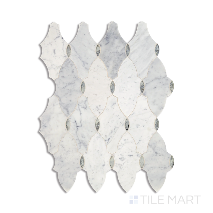 Lavaliere Natural Stone Mosaic 10X13 Carrara White/Antique Mirror Polished